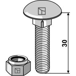 Boulon à tête bombée M8x1,25x30 avec écrou à freinage interne
