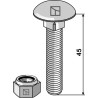 Boulon à tête bombée M10x1,5x45 avec écrou à freinage interne
