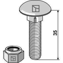 Boulon à tête bombée M10x1,5x35 avec écrou à freinage interne