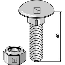 Boulon à tête bombée M12x1,75x40 avec écrou à freinage interne
