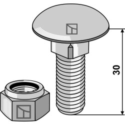 Boulon à tête bombée M12x1,75x30 avec écrou à freinage interne - Lemken - 3011806