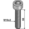 Boulon à 6 pans creux - M16x2x55 - 12.9