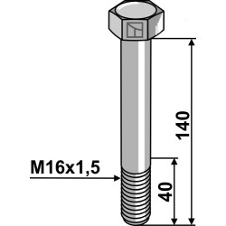 Boulon à tête hexagonale avec filet fin - M16x1,5x140 - 8.8 - Kuhn - 80061662