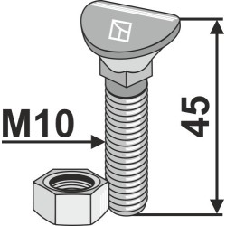 Boulon de cultivateur - M10x45 - 10.9