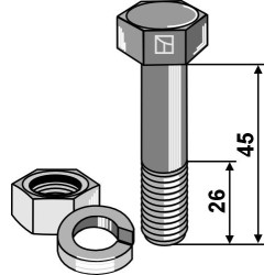 Boulon avec écrou et rondelle-ressort - 5/8''UNF