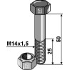 Boulon à tête hexagonale M14x1,5x50 avec écrou à freinage interne