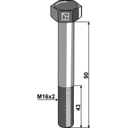Boulon à tête hexagonale M16x2x90 sans écrou