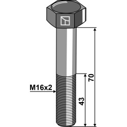 Boulon à tête hexagonale M16x2x70 sans écrou