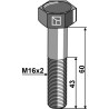 Boulon à tête hexagonale M16x2x60 sans écrou