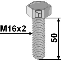 Boulon à tête hexagonale M16x2x50 sans écrou - Agrimaster - 1111618