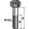 Boulon à tête hexagonale M14x2x50 sans écrou