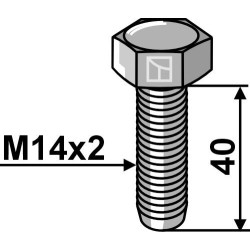 Boulon à tête hexagonal M14x2x40 sans écrou - galvanisée
