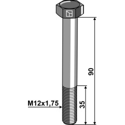 Boulon à tête hexagonale M12x1,75x90 sans écrou