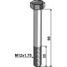 Boulon à tête hexagonale M12x1,75x90 sans écrou