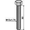 Boulon à tête hexagonale M12x1,75x80 sans écrou