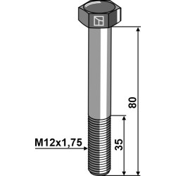 Boulon de machine M12 - DIN931 - 12.9 - Bourgault