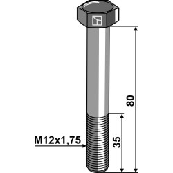 Boulon à tête hexagonale M12x1,75x80 sans écrou - Claas