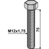 Boulon à tête hexagonale M12x1,75x75 sans écrou