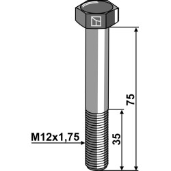 Boulon à tête hexagonale M12x1,75x75 sans écrou - Rabe - 931D1275PA