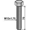 Boulon à tête hexagonale M12x1,75x70 sans écrou
