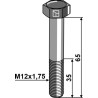 Boulon à tête hexagonale M12x1,75x65 sans écrou - Bourgault