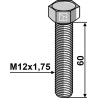 Boulon à tête hexagonale M12x1,75x60 sans écrou