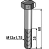 Boulon à tête hexagonale M12x1,75x60 sans écrou