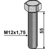 Boulon à tête hexagonale M12x1,75x55 sans écrou
