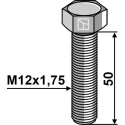 Boulon à tête hexagonale M12x1,75x50 sans écrou