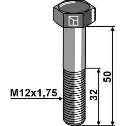 Boulon de machine M12 - DIN931 - 12.9 - Bourgault
