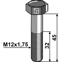 Boulon à tête hexagonale M12x1,75x45 sans écrou - Marsk-Stig - 90075008