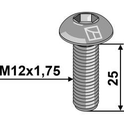 Boulon à tête bombée M12x1,75x25 avec six pans creux - Kuhn - 80101225