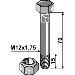 Boulon de sûreté M12 avec écrou à freinage interne - Lemken - Schraube 3013409 - Mutter 3031013