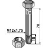 Boulon de sûreté M12 avec écrou à freinage interne - Lemken - Schraube 3013409 - Mutter 3031013