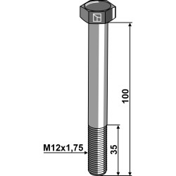 Boulon à tête hexagonale M12x1,75x100 sans écrou