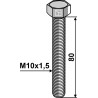 Boulon à tête hexagonale M10x1,5x80 sans écrou