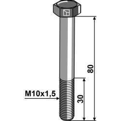 Boulon à tête hexagonale M10x1,5x80 sans écrou