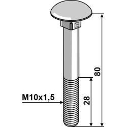 Boulon à tête bombée M10x1,5x80 galvanisé