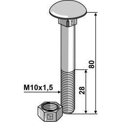 Boulon M10x1,5x80 galvanisé avec écrou