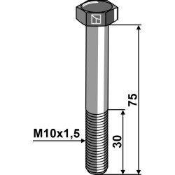 Boulon à tête hexagonale M10x1,5x75 sans écrou