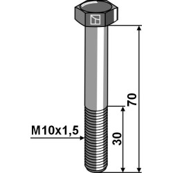 Boulon à tête hexagonale M10x1,5x70 sans écrou