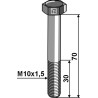 Boulon à tête hexagonale M10x1,5x70 sans écrou
