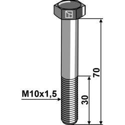 Boulon à tête hexagonale M10x1,5x70 sans écrou
