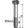 Boulon à tête hexagonale M10x1,5x70 sans écrou