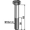 Boulon à tête hexagonale M10x1,5x65 sans écrou