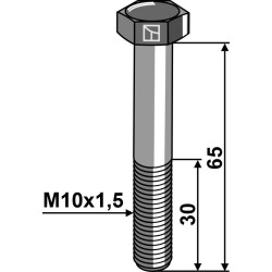 Boulon à tête hexagonale M10x1,5x65 sans écrou