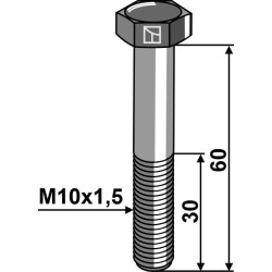 Boulon à tête hexagonale M10x1,5x60 sans écrou