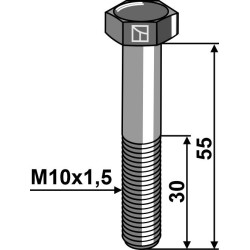 Boulon à tête hexagonale M10x1,5x55 sans écrou