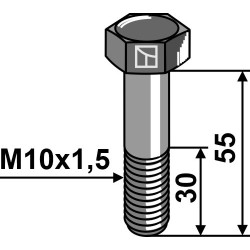Boulon à tête hexagonale M10x1,5x55 sans écrou - Agria - 77779