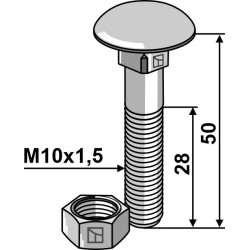 Boulon M10x1,5x50 galvanisé avec écrou